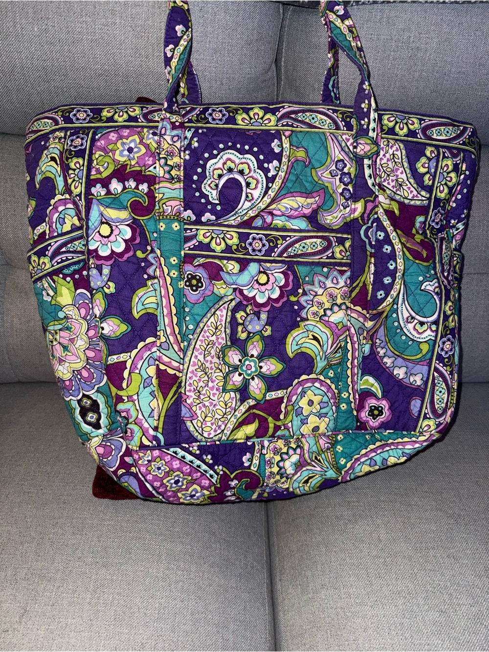 EUC Vera Bradley Heather Purple Paisley Tote - Picture 3 of 10